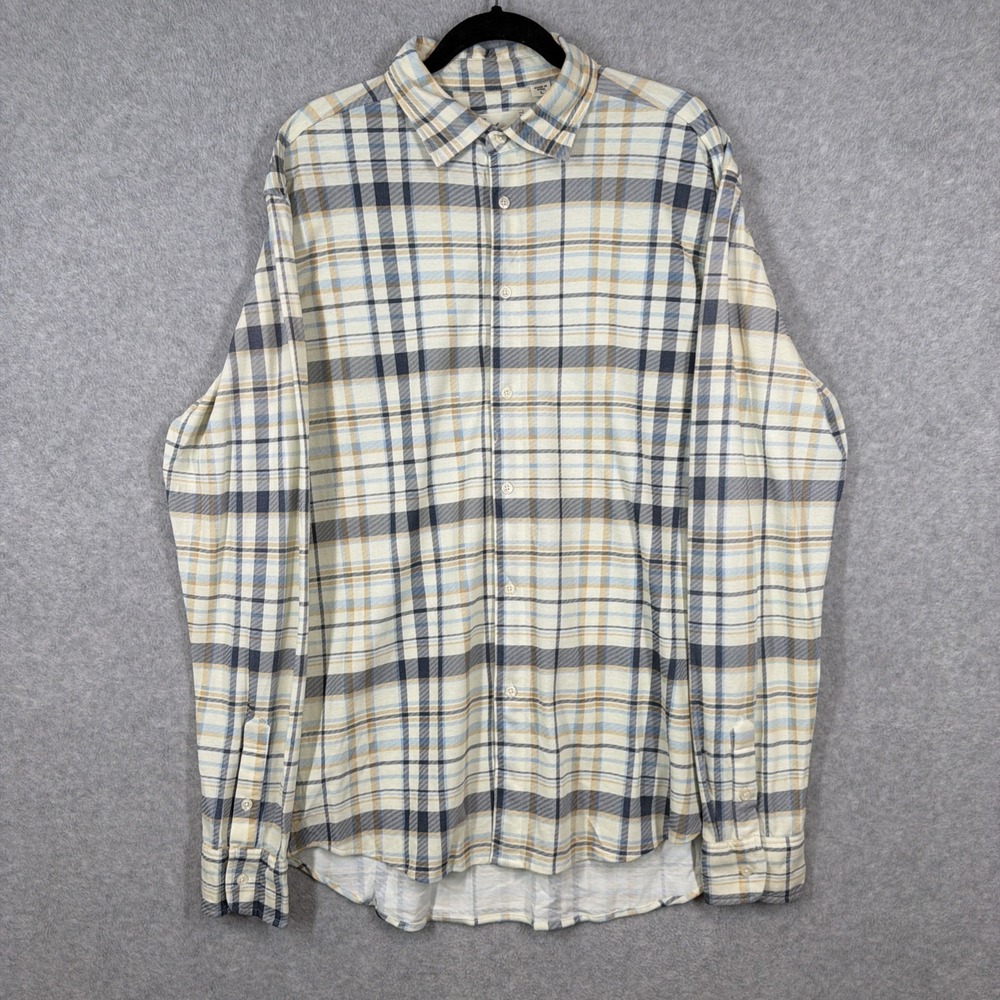 California Shirt Co. Mens Tan Plaid Long Sleeve Button Down Shirt Size Large